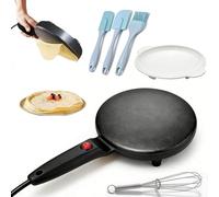 Crêpière électrique antiadhésive, appareil à crêpes, omelettes et rotis avec température réglable, plaque de cuisson compacte pour petit-déjeuner, cuisine familiale et utilisation quotidienne (Black)