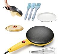 Crêpière électrique antiadhésive, appareil à crêpes, omelettes et rotis avec température réglable, plaque de cuisson compacte pour petit-déjeuner, cuisine familiale et utilisation quotidienne (Yellow)