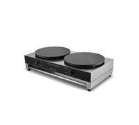 VEVOR Crêpière Électrique 40 cm, Appareil à Crêpes Commercial à Double Tête, Machine à Crêpes Antiadhésive, Plaque Chauffante à Crêpes Plate 6000 W, Inox, avec Contrôle de la Température (Sans Prise)