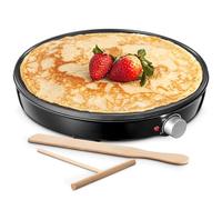 Crêpière électrique, Appareil à Crêpes Inox, Crêpes Maker, Crêpes Party, Crêpes Sucrées Maker Plaque de Cuisson Antiadhésive 30 cm, Thermostat réglable, Spatule Distributeur inclus