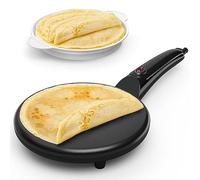 Crepiere Electrique, Crepiere Electrique antiadhésif, machine à roti portable 800W pour la maison, poignée cool-touch avec bol alimentaire, nettoyage facile