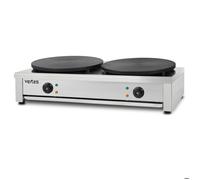 Crêpière électrique double inox, 2 plaques 40 cm, 2×3000 W, température réglable 50-300 °C