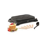 SENYA Crêpière électrique - Machine à crêpes 1000W - Plaque Antiadhésive Ø11,5 cm, Cuisson Rapide, crêpes, pancakes, 6 Spatules Bois + Louche, Mini Crêpe Party Facile à Nettoyer