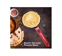 Crêpière électrique portable rond cuisine poêle crêpes Rouge