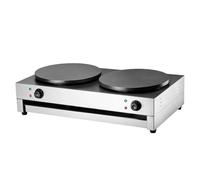 Crêpière Électrique Professionnelle 16 Pouces Plaque Pan Hotplate | Idéal pour les Cuisines Professionnelles Grâce à une Distribution Homogène de Chaleur Éliminant les Points(110V,Double Pot)