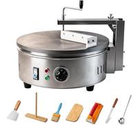 Crêpière électrique professionnelle 220 V, plaque de cuisson antiadhésive en acier inoxydable de 40 cm avec 7 accessoires, température réglable, idéale les snacks, la maison et les restaurants.
