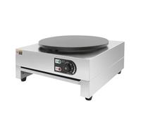 Crêpière électrique professionnelle de 3 kW avec plaque antiadhésive de 40 cm, réglage de la température de 50 à 300 °C pour crêpes et crêpes, avec spatule en bois, compatible gastronomie, argenté