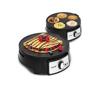 NutriChef Plaque à crêpes 30 cm réversible 2 en 1 électrique antiadhésive temp. réglable Spatule incl