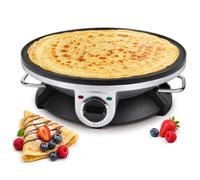Crêpière et machine à pancakes électrique, plaque de 32 cm, 50-230°C, 1200W | Crêpière électrique, cuit des pancakes et des pains plats, surface en aluminium coulé, petit-déjeuners à la maison