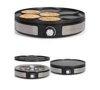 Crêpière - INOX - 2 en 1 - 33 cm - Anti-adhésif - 1500W - Compatible lave-vaisselle