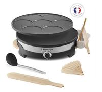 LAGRANGE 109 017 Crêpière Tradi'® Duo - Plaques amovibles fonte d'aluminium grande crêpe+7 mini crêpes - 1500W - Thermostat réglable