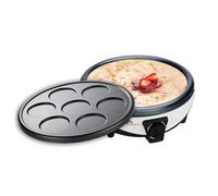 LITTLE BALANCE 8212 Crêpière Happy Crêpes & Pancakes - Crêpière électrique 2 en 1 : Crêpes et Pancakes - 2 plaques amovibles, anti-adhésives - Thermostat réglable - 1000 W - Couleur Noir / Blanc