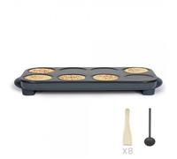 Crêpière Livoo Maxi crêpes party DOC186G 8 mini crêpes Ø 12 cm, 1500W, accessoires inclus coloris Gris