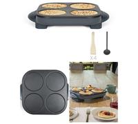 Crêpière - Mini crêpes party - 1500 W - Revêtement antiadhésif - 4 empreintes de 12 cm - Accessoires inclus