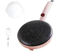 Crêpière Portable, Crêpière Instantanée 600 W Avec Contrôle Automatique Du Thermostat, Surface De Cuisson Antiadhésive, Comprend Bol à Pâte Et Fouet Pour Usage Domestique Et Restaurant pink