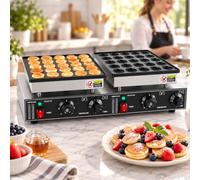 Crêpière Professionnelle 1700 W À 50 Alvéoles, Double Plaque, Chauffe Rapide (3 À 5 Min), Diamètre Des Alvéoles : 4 Cm, Température Réglable De 50 °c À 300 °c, Temps De Cuisson : 0 À 5 Min