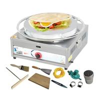 Crêpière professionnelle 45 cm | Plaque chauffante électrique antiadhésive avec étaloir à pâte et spatule en bois pour GPL/gaz