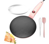 Crêpières Électriques, Antiadhésives, Instantanées, Avec Bol À Pâte À Long Manche, Thermostat Automatique, 20 Cm, For La Cuisine À Domicile(Pink)
