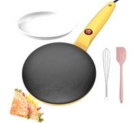 Crêpières Électriques, Antiadhésives, Instantanées, Avec Bol À Pâte À Long Manche, Thermostat Automatique, 20 Cm, For La Cuisine À Domicile(Yellow)