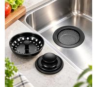 Crépine d’évier pour Franke Maris Bowl MRX 210-70, Set Noir 3 pièces | Set noir 3 pièces pour filtrer les résidus, faciliter l’écoulement, le retrait et l’entretien quotidien de l’évier.
