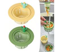 Crépine de vidange Cactus avec entretoise élargie, crépine de vidange Cactus pour évier de Cuisine, Panier de vidange Multifonctionnel, crépine d'évier de Cuisine autonettoyante (Farbe B,2PC)