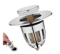 Crépine de vidange d'évier de salle de bain, bouchon d'évier de salle de bain - Bouchon pour canalisation d'évier en acier inoxydable Bouchon d'évier à pression - Filtre d'évier de salle de bain, bouc