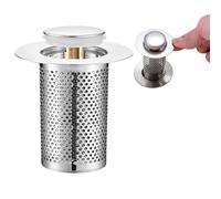 Crépine de Vidange D'évier,Filtre de Vidange de Sol Amovible en Acier Inoxydable avec Noyau de Rebond en Laiton de Type Poussoir pour Balcons de Cuisine de Salle de Bain(3.3 * 5.5cm)