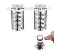 Crépine de Vidange D'évier,Filtre de Vidange de Sol Amovible en Acier Inoxydable avec Noyau de Rebond en Laiton de Type Poussoir pour Balcons de Cuisine de Salle de Bain(3.3 * 5.5cm)