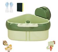Crépine D'évier D'angle, Panier de Vidange Suspendu avec Ventouse, Vidange Automatique et Autonettoyage, Récupérateur de Déchets Alimentaires de Cuisine Triangulaire et Support(vert)