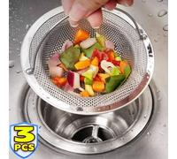 Crépine d'évier de cuisine avec poignée et bouchon, panier de vidange de remplacement, filtre à mailles en acier inoxydable, trou pour déchets, 1/3 pièces 1pc