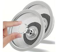Crépine d'évier de cuisine avec poignée et bouchon, panier de vidange de remplacement, filtre à mailles en acier inoxydable, trou pour déchets, 2 ensembles 2Set