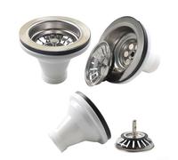 Crépine d'évier de cuisine en acier inoxydable, pour trou de 88 à 95 mm, avec rondelle en polypropylène, taille 114 mm, filetage standard G1½"