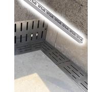 Crépines de gouttière linéaires Couvercle de Drain en Forme de L/Canal Droit Kit de Drainage extérieur, Gril d’Auge en Acier Inoxydable Mince, déviation d’Eau en béton paysager Drainage de