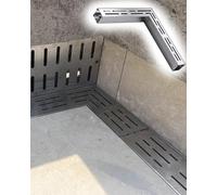 Crépines de gouttière linéaires Couvercle de Drain en Forme de L/Kit de Drainage de Canal Droit Extérieur, Gril d’Auge en Acier Inoxydable Mince, déviation d’Eau en béton paysager Drainage
