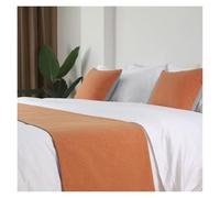 Crepundia Chemin de Lit HôTel Luxe, Drap de lit d'hôtel Simple et Moderne, Couvre-lit léger en Coton Lin uni Luxe for séjour chez l'habitant(Orange,48 * 240cm)