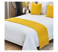 Crepundia Chemin de Lit HôTel Luxe, Drapeau de lit, écharpe, léger, Luxe, séjour chez l'habitant, hôtel, tricoté, Couvre-lit d'hôtel(Light Yellow B,60 * 210cm)