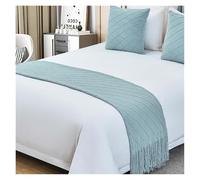 Crepundia Chemin de Lit HôTel Luxe, Drapeau de lit, écharpe, léger, Luxe, séjour chez l'habitant, hôtel, tricoté, Couvre-lit d'hôtel(Light Blue B,60 * 210cm)