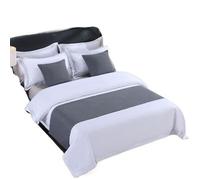 Crepundia Chemin de Lit HôTel Luxe, Serviette de lit d'hôtel en Imitation Lin, Simple et Unie(Deep Grey,1.2m Bed 50 * 180cm)