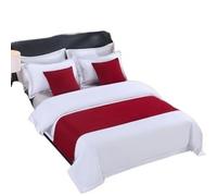 Crepundia Chemin de Lit HôTel Luxe, Serviette de lit d'hôtel en Imitation Lin, Simple et Unie(Red,1.2m Bed 50 * 180cm)