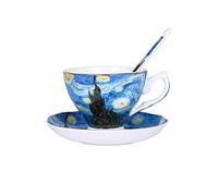 Crepundia Ensemble Tasse et Soucoupe, Le New Art Peinture mugs à café La nuit étoilée Tournesols semeur Irises Saint-Remy Coupes Café Thé(1)