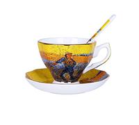 Crepundia Ensemble Tasse et Soucoupe, Le New Art Peinture mugs à café La nuit étoilée Tournesols semeur Irises Saint-Remy Coupes Café Thé(6)