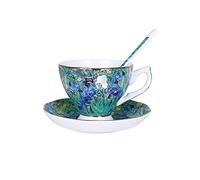 Crepundia Ensemble Tasse et Soucoupe, Le New Art Peinture mugs à café La nuit étoilée Tournesols semeur Irises Saint-Remy Coupes Café Thé(2)