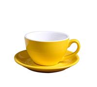 Crepundia Ensemble Tasse et Soucoupe, Main en céramique peinte Tasse à café Coupe Creative Vintage Cappuccino Coupes Latte Mocha thé tasse de avec soucoupe(Yellow)