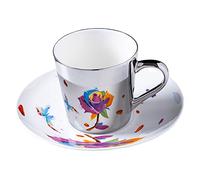 Crepundia Ensemble Tasse et Soucoupe, Miroir Réflexion Tasses à café Tasse thé en verre Cuisine Creative Boire(Beige)