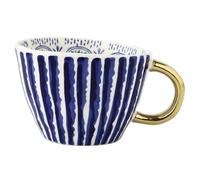 Crepundia Ensemble Tasse et Soucoupe, Tasses céramiques géométriques peintes à la main avec poignée en or de gobelets irréguliers for le thé au lait Cadeaux d'anniversaire créatif(8)