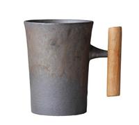 Crepundia Ensemble Tasse et Soucoupe, Vintage Céramique Tasse à café Table de thé Lait Thé bière avec poignée bois Coupe d'eau Home Office Boireware(Style-2 B)