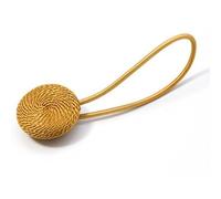 Crepundia Faites Main Corde avec Pompons, 2pcs Les de Rideau Rondes Boucles de Rideau Support de Rideau Beige doré Accessoires de Rideau(Gold)