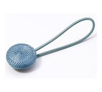 Crepundia Faites Main Corde avec Pompons, 2pcs Les de Rideau Rondes Boucles de Rideau Support de Rideau Beige doré Accessoires de Rideau(Blue)