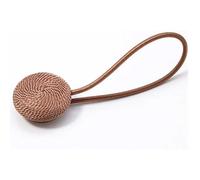 Crepundia Faites Main Corde avec Pompons, 2pcs Les de Rideau Rondes Boucles de Rideau Support de Rideau Beige doré Accessoires de Rideau(Dark Coffee)