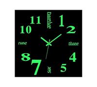 Crepundia Pendule Murale Fluorescente Silencieuse, Horloge Murale Lumineuse À Chiffres en Acrylique, Miroir Autocollant, Quartz Tendance(Luminous B)